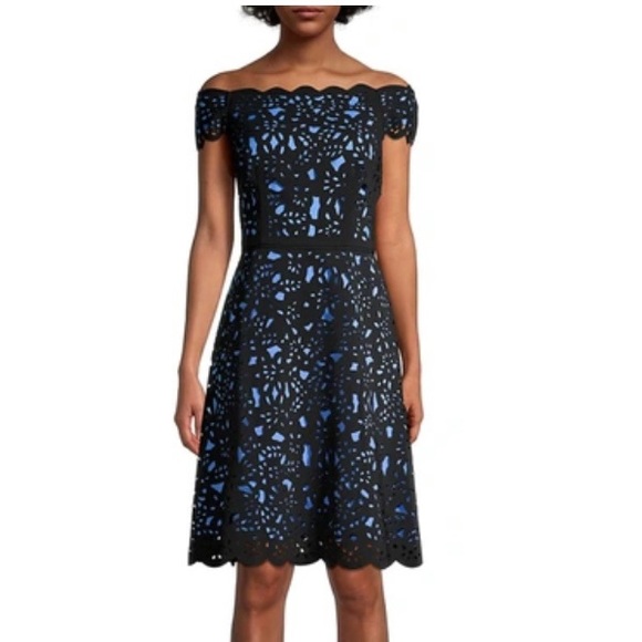 Nue by Shani blue/purple and black laser cut dress - Picture 4 of 16